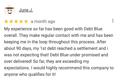 DebtBlue Google 5 Star Review picture