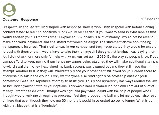 A response from a customer who received a response from Golden Law LLP